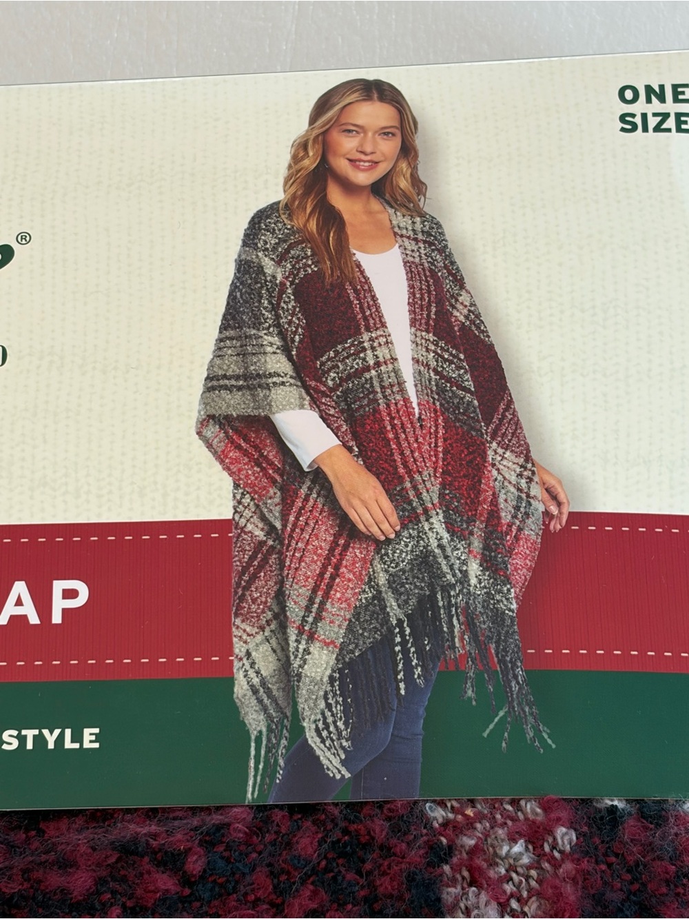 Woolrich Women’s Plaid Shawl/Wrap Blanket Wrap One Size Red Gray Black White
